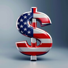 Dollar symbol with the colors of the US flag.