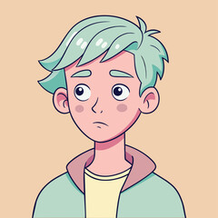 Minimalist person with a concerned expression, crafted in an adorable doodle style, Generative AI