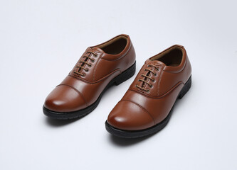 tan leather formal shoes isolated on white background