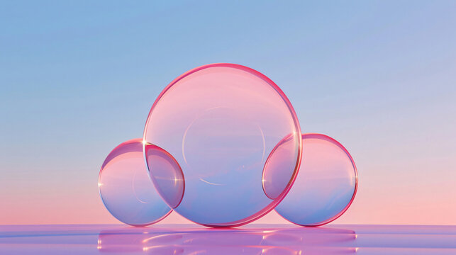 Pink Glass Spheres Design Background for Social Media with copy space text, for abstract, minimal, and elegant