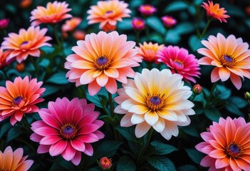 Fototapeta premium Flowers infused with vibrant neon colors, perfect for adding a dazzling touch to any decorative arrangement