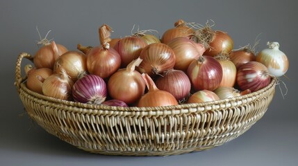 Onions in the woven basket