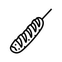 fried sausage meat line icon vector. fried sausage meat sign. isolated contour symbol black illustration