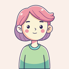 Minimalist person with a shy expression, crafted in an adorable doodle style, Generative AI