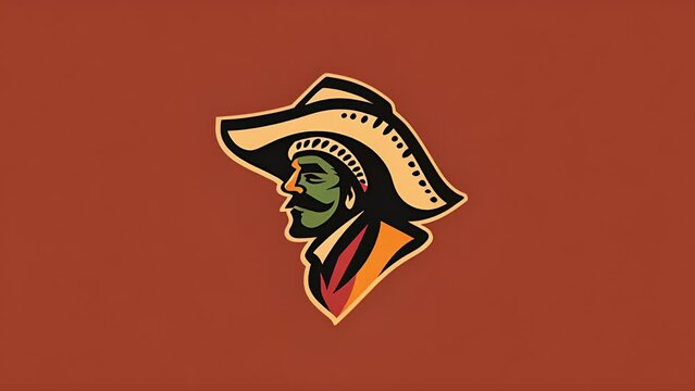 Pushing towards illustration of Mexican man with mustache and sombrero. Logo or background for Mexican restaurant.