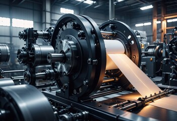 Robust industrial machine efficiently processing paper, tailored for the demands of the manufacturing or printing industry 
