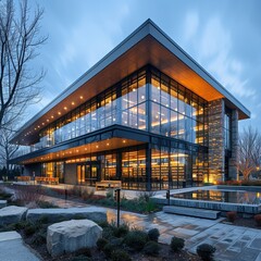 Obraz premium Community center architecture fostering inclusivity and providing multipurpose spaces