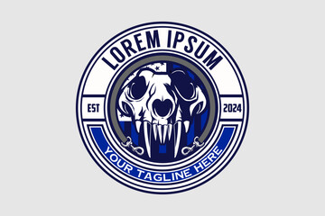 amazing and badass Skull Dog Cartoon Character vector imaze badge logo template