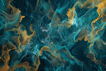 Obraz premium A high-resolution image of a canvas with intricate cross-hatching in teal and goldenrod, forming a mesmerizing abstract pattern.