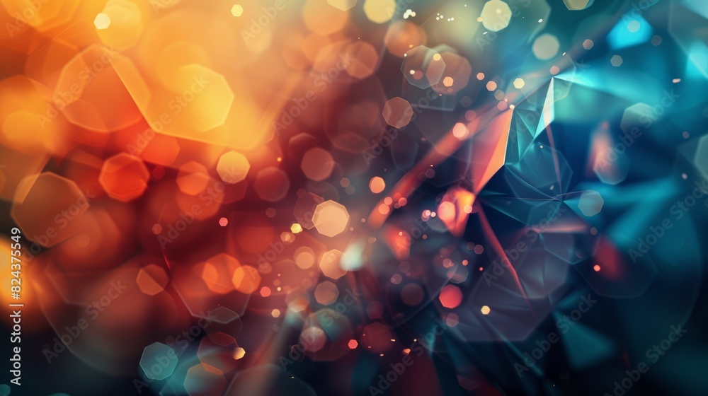 Fototapete geometric abstract bokeh with sharp lines,