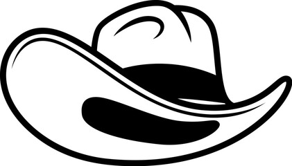 Illustration of cowboy hat in monochrome style. Vector illustration