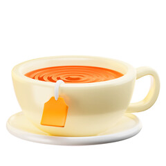 Hot tea Icon. 3D Icon Drink. Isolated on transparent background. 3D illustration. High resolution