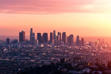 Cityscape  at sunset California United States Skylines at sunrise USA, AI generated