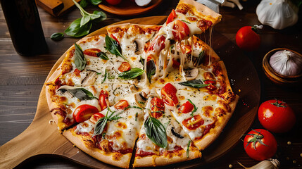 pizza on a table