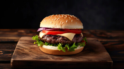hamburger on black background