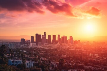 Obraz premium Cityscape at sunset California United States Skylines at sunrise USA, AI generated