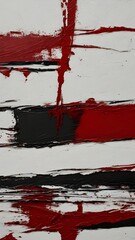 Abstract black, red, maroon and white texture background painting. Oil, acrylic brushstroke, pallet knife paint on canvas.