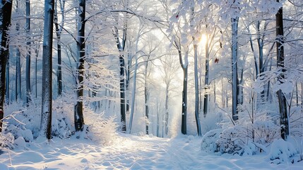 A photo of a snowy forest.