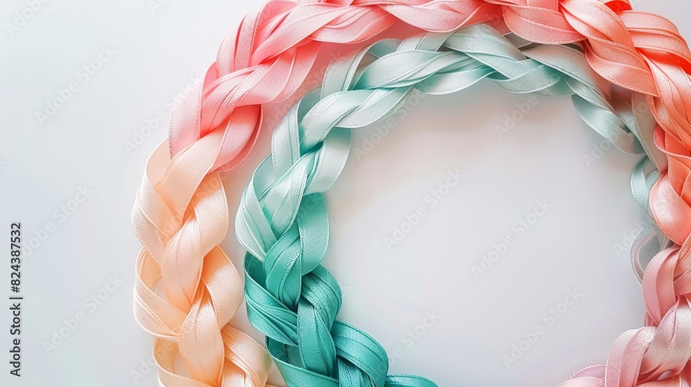 Poster abstract artistic display of multicolored friendship bracelets on white background for international