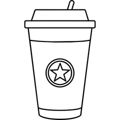 Paper coffee cup line art design
