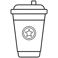 Paper coffee cup line art design
