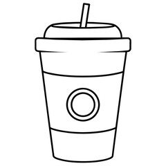 Paper coffee cup line art design