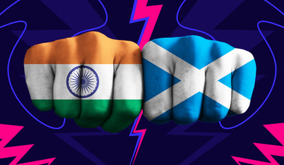 India VS Scotland T20 Cricket World Cup 2024 concept match template banner vector illustration...