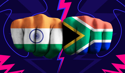 India VS  South Africa T20 Cricket World Cup 2024 concept match template banner vector illustration...
