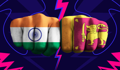 India VS Sri Lanka T20 Cricket World Cup 2024 concept match template banner vector illustration...