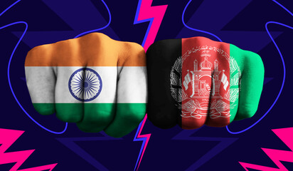 India VS Afghanistan T20 Cricket World Cup 2024 concept match template banner vector illustration...