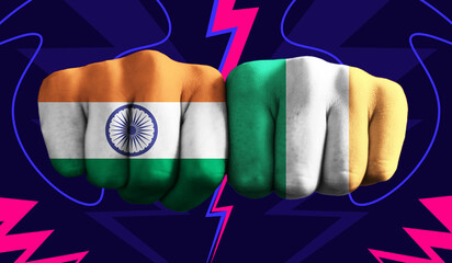 India VS  Ireland T20 Cricket World Cup 2024 concept match template banner vector illustration...