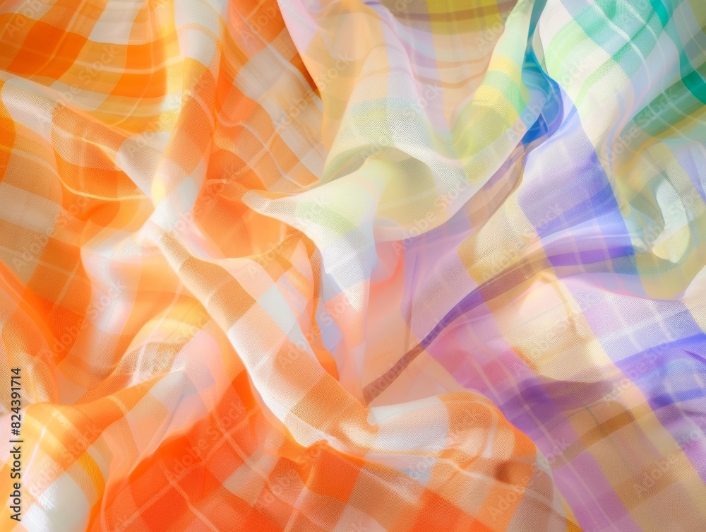 Poster ethereal cotton fabric art: soft gingham and check patterns in vibrant hues