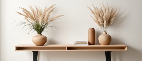 minimalist wooden shelf against a plain white wall