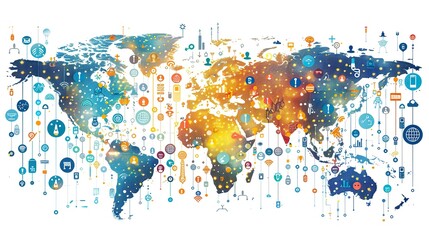 Internet of Things (IoT) icons connected globally. stock image