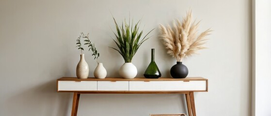 minimalist wooden shelf against a plain white wall