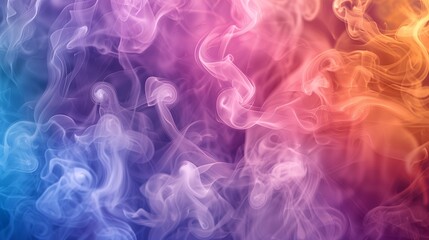 Ethereal cascade of multicolored smoke, rising and undulating in a hypnotic pattern, evoking a sense of mysticism and wonder.