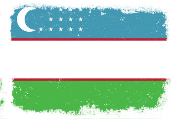 Vintage flat design grunge uzbekistan flag background