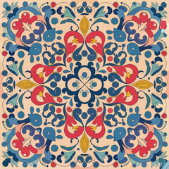 2d vector illustration colorful vintage Seamless hi res Portuguese tiles abstract Artwork
