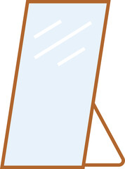 Floor mirror stand icon. Room floor big mirror stand sign. Home floor mirror symbol. flat style.