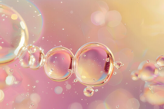 Cosmetic essence: Liquid bubbles and molecules in water