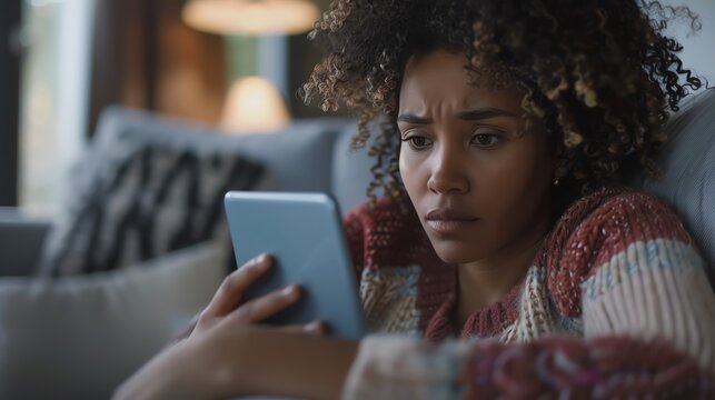 A mother attending a virtual support group meeting on her tablet