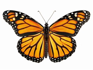 Obraz premium A closeup of a monarch butterfly with wings spread 