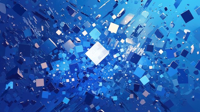 Blue cube explosion. Abstract background