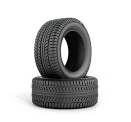 Two black rubber tires on a white background.