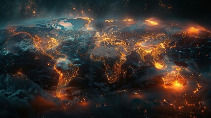A holographic projection of interconnected continents. image