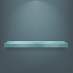 Glass shelv on light blue background. Vector eps10 illustration
