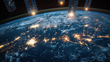 Global navigation satellite systems covering the Earth. photo