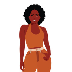 Afro black woman in elegant art style vector