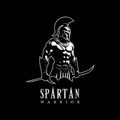 Logo of Mighty Warrior with Sword and Helmet - Ready for Adventure and Valor in the Land of Legends