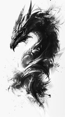 Monochrome dragon art